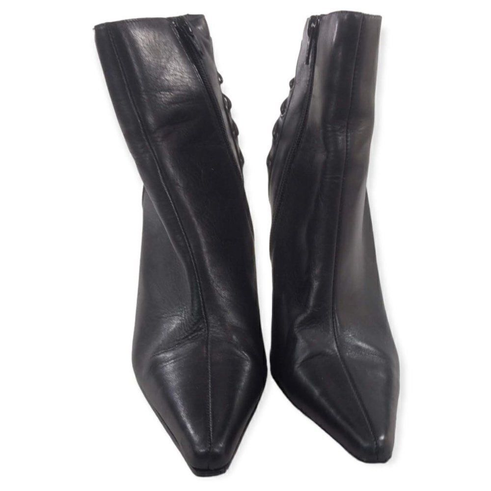 Wild Pair Black Leather Ankle Boot Heels